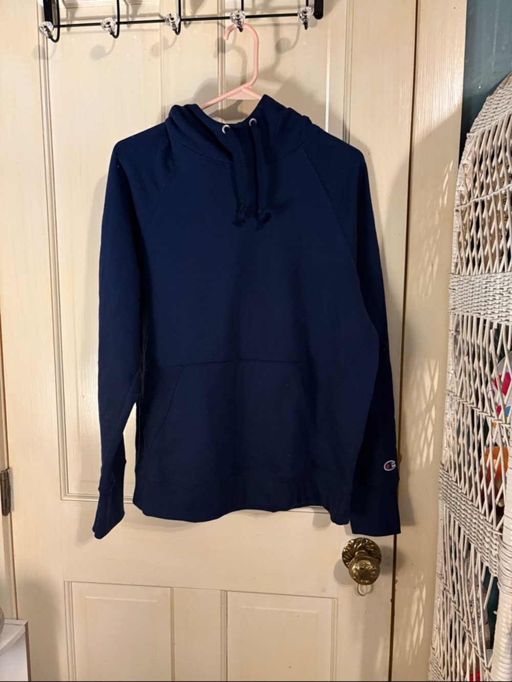 Champion womens Navy Crewneck Hoodie Sweatshirt